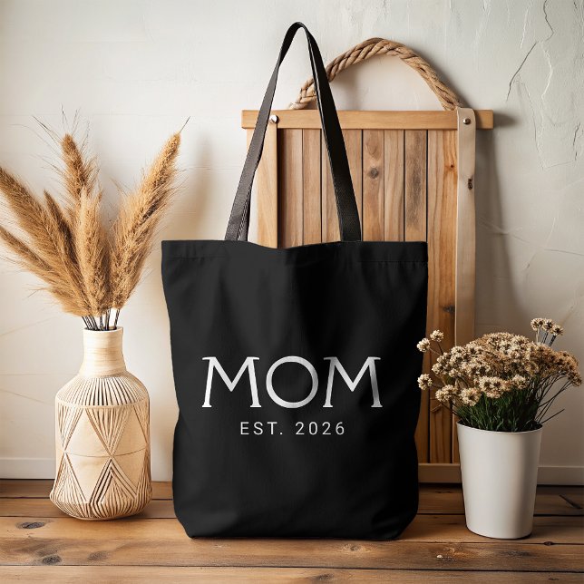 Mum Established New Mum Gift Black Tote Bag (Creator Uploaded)
