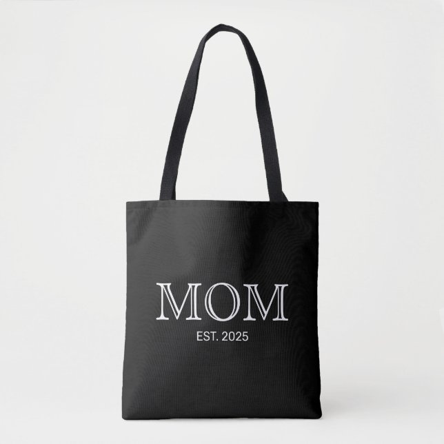 Mum Established New Mum Gift Black Tote Bag (Front)