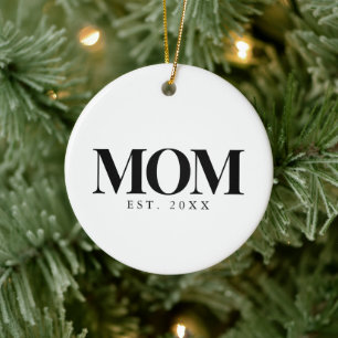 Mum Established New Mum Gift Black Typography Ceramic Tree Decoration