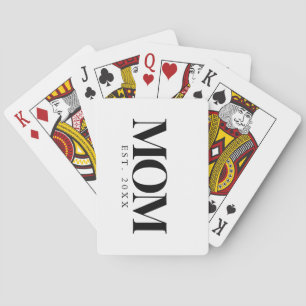 Mum Established New Mum Gift Black Typography Playing Cards
