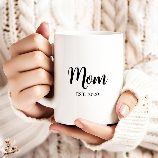 Mum Established New Mum Gift Coffee Mug (Established Mom personalizable monogram name mug with name and year she first became a mom)