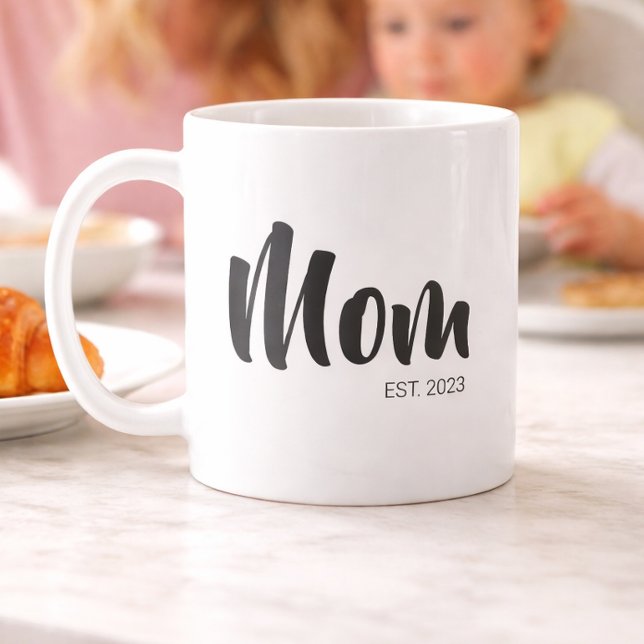 Mum Established New Mum Gift Coffee Mug (Mom Established Simple Typography Mug)