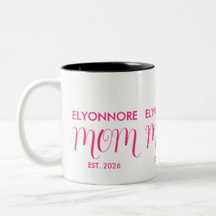 Mum Established New Mum Gift Pink Custom Name Two-Tone Coffee Mug