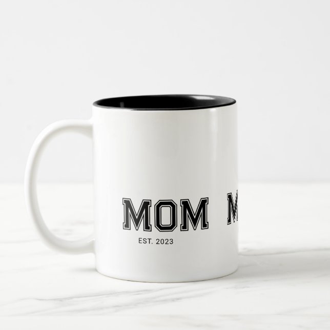 Mum Established New Mum Gift Two-Tone Coffee Mug (Left)