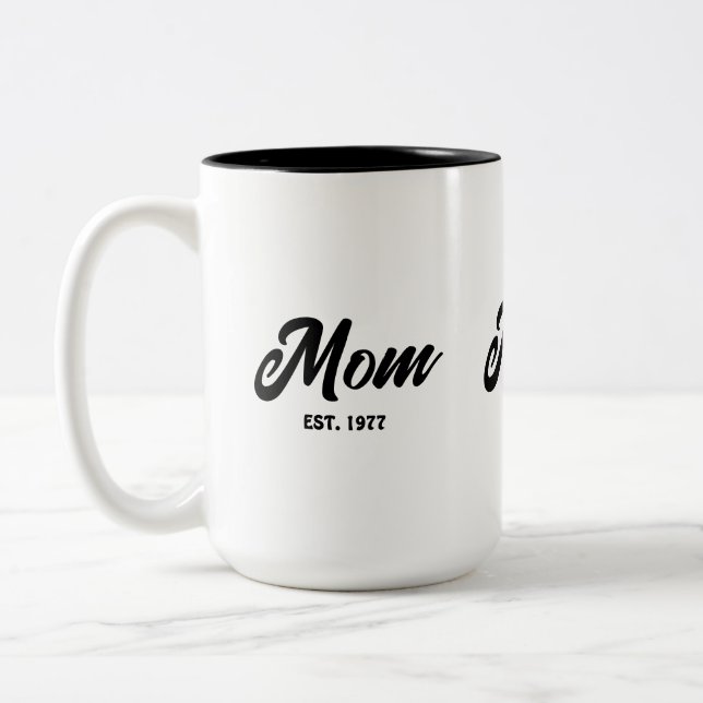 Mum Established New Mum Gift Two-Tone Coffee Mug (Left)