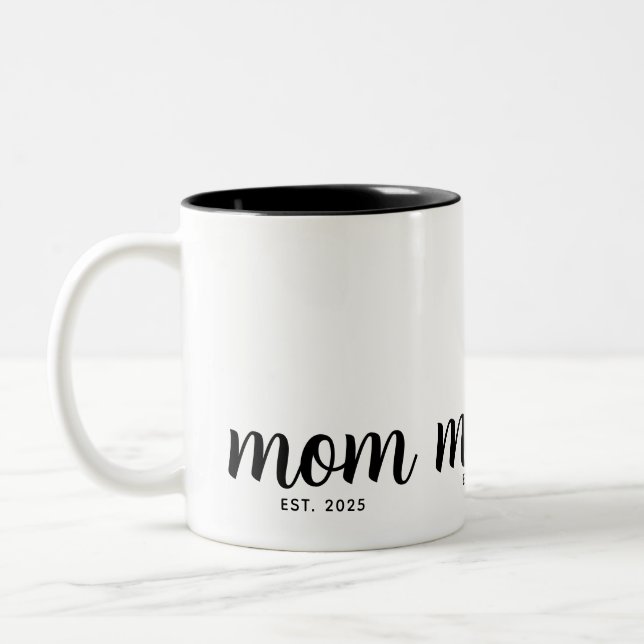Mum Established New Mum Gift Two-Tone Coffee Mug (Left)