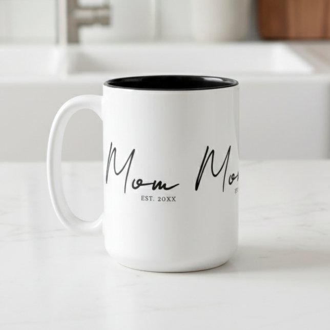 Mum Established New Mum Gift Two-Tone Coffee Mug (Creator Uploaded)