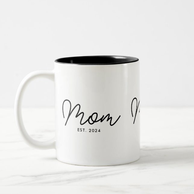 Mum Established New Mum Gift Two-Tone Coffee Mug (Left)