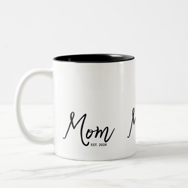 Mum Established New Mum Gift  Two-Tone Coffee Mug (Left)