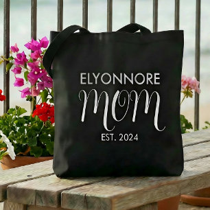 Mum Established New Mum Gift White Custom Name Tote Bag