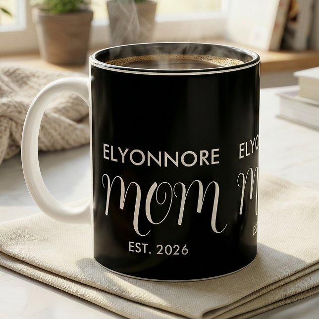 Mum Established New Mum Gift White Custom Name Two-Tone Coffee Mug (Creator Uploaded)
