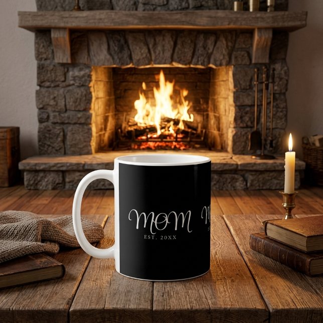 Mum Established New Mum Gift White Script Coffee Mug (Mom Established New Mom Gift White Script Coffee Mug)