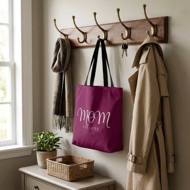 Mum Established New Mum Gift White Script Tote Bag (Mom Established New Mom Gift White Script Tote Bag
)