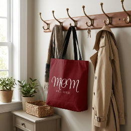 Mum Established New Mum Gift White Script Tote Bag