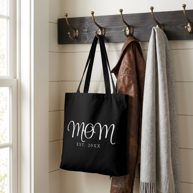 Mum Established New Mum Gift White Script Tote Bag (Mom Established New Mom Gift White Script Tote Bag
)