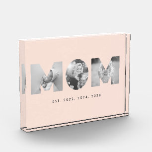 Mum Established Pastel Peach Minimalist 3 Photo Block