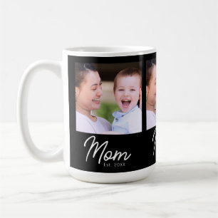 Mum Established Photo Black Script Minimal Elegant Coffee Mug