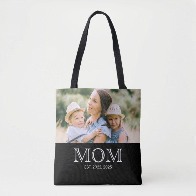 Mum Established Photo Black Tote Bag (Front)