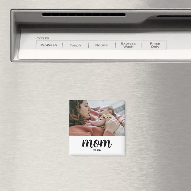 Mum Established Photo Gift Magnet (In Situ (Dishwasher))