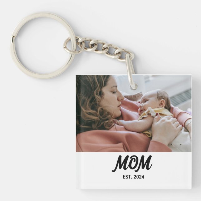 Mum Established Photo Gift Magnet Key Ring (Front)
