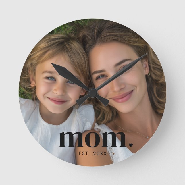 Mum Established Photo Gift  Round Clock (Front)
