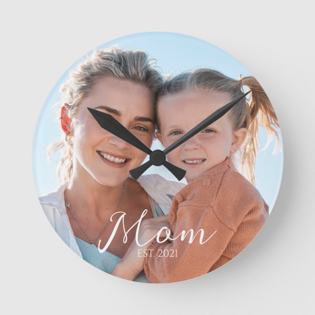 Mum Established Photo Gift Round Clock (Front)