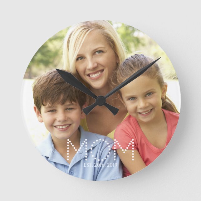 Mum Established Photo Gift Round Clock (Front)