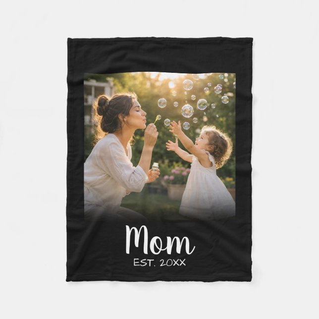 Mum Established Photo Memory Gift Fleece Blanket (Front)