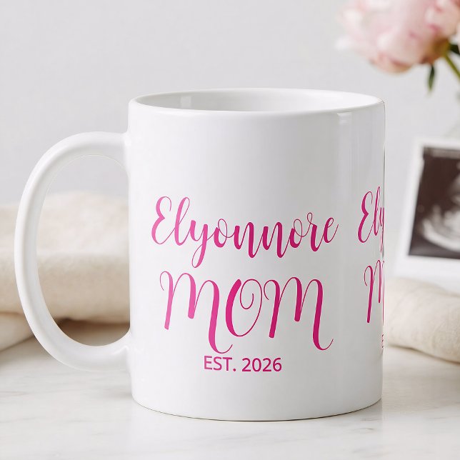 Mum Established Pink Script Name  Coffee Mug (Creator Uploaded)