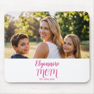 Mum Established Pink Script Name  Mouse Mat