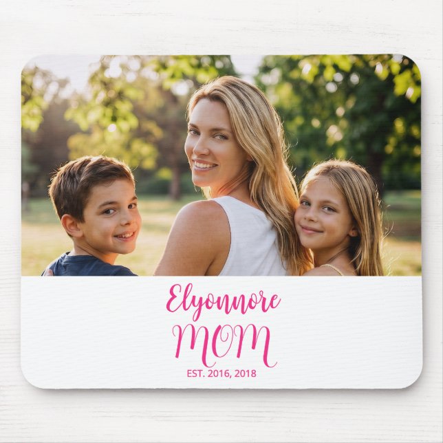 Mum Established Pink Script Name  Mouse Mat (Front)