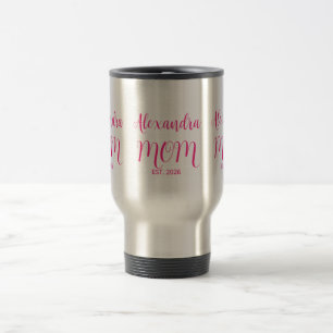 Mum Established Pink Script Name  Two-Tone Coffee Travel Mug