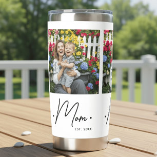Mum Established Script 3 Photo White Insulated Tumbler