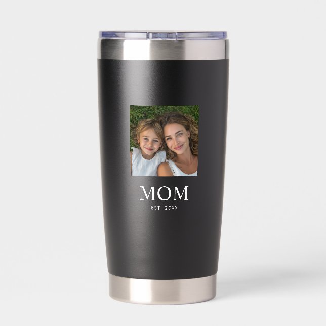 Mum Established Script Black 2 Photo Insulated Tumbler (Back)