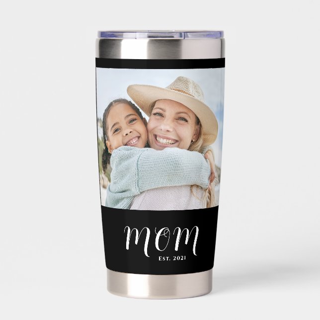 Mum Established Script Black 2 Photo Insulated Tumbler (Front)