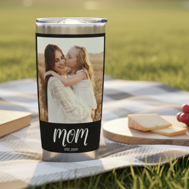 Mum Established Script Black 2 Photo Insulated Tumbler (Creator Uploaded)