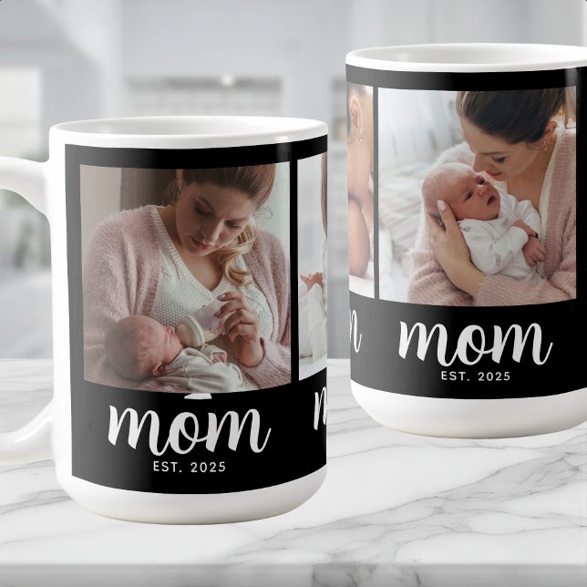 Mum Established Script Black 3 Photo Coffe Coffee Mug (Creator Uploaded)