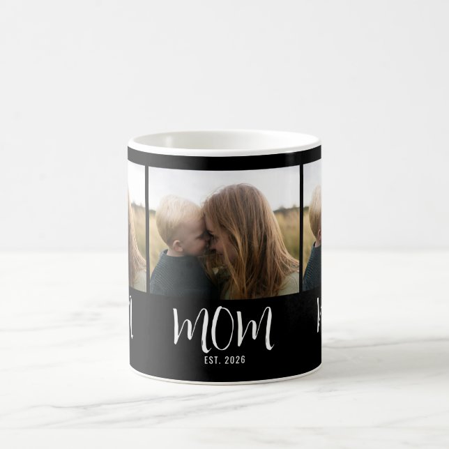 Mum Established Script Black 3 Photo Coffee Mug (Center)