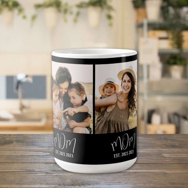 Mum Established Script Black 3 Photo Coffee Mug (Creator Uploaded)