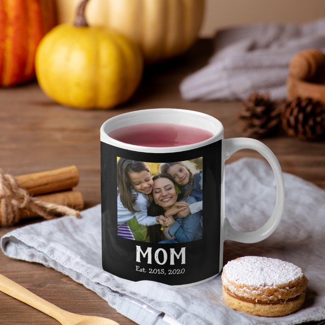 Mum Established Script Black 3 Photo Coffee Mug (Creator Uploaded)