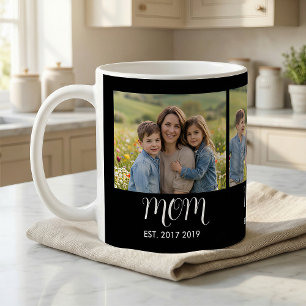 Mum Established Script Black 3 Photo Coffee Mug