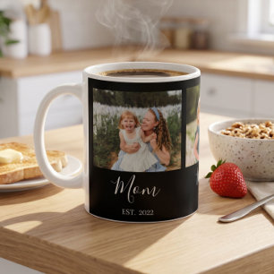 Mum Established Script Black 3 Photo Coffee Mug
