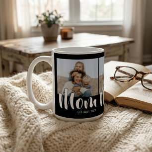 Mum Established Script Black 3 Photo Coffee Mug