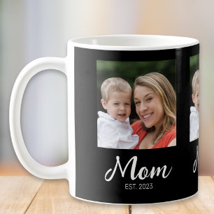 Mum Established Script Black 3 Photo Coffee Mug