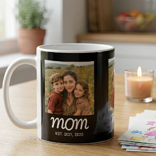 Mum Established Script Black 3 Photo Coffee Mug