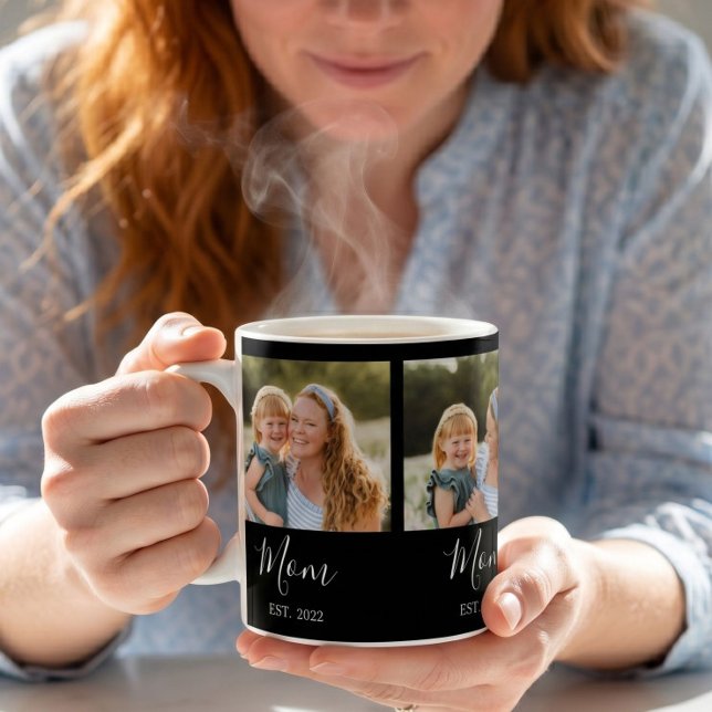 Mum Established Script Black 3 Photo Coffee Mug (Creator Uploaded)