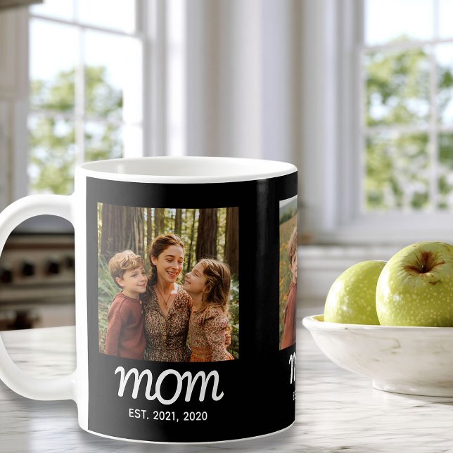 Mum Established Script Black 3 Photo Coffee Mug (Creator Uploaded)
