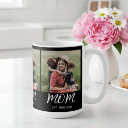 Mum Established Script Black 3 Photo Coffee Mug