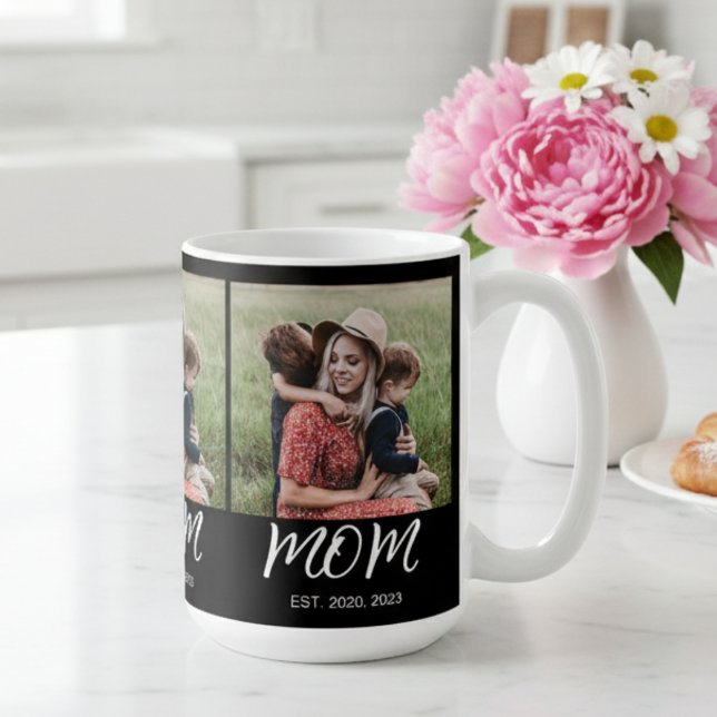 Mum Established Script Black 3 Photo Coffee Mug (Creator Uploaded)