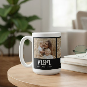Mum Established Script Black 3 Photo Coffee Mug